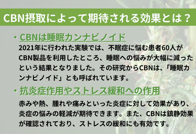 CBN摂取によって期待される効果とは？